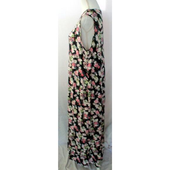 J. Jill Wearever Collection Women's Black Floral Sleeveless Stretch Maxi Dress L - Picture 4 of 10